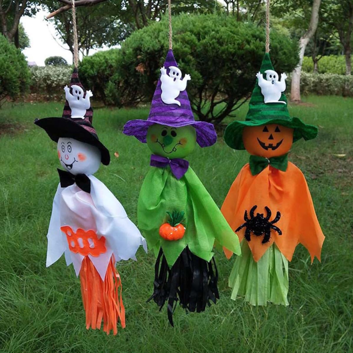 Abaodam 24 Pezzi Decorazione di Halloween Spaventapasseri Appendibile Non Tessuto e Carta, Facile da Appendere per Festa di Halloween e Allestimento Negozio o Bar