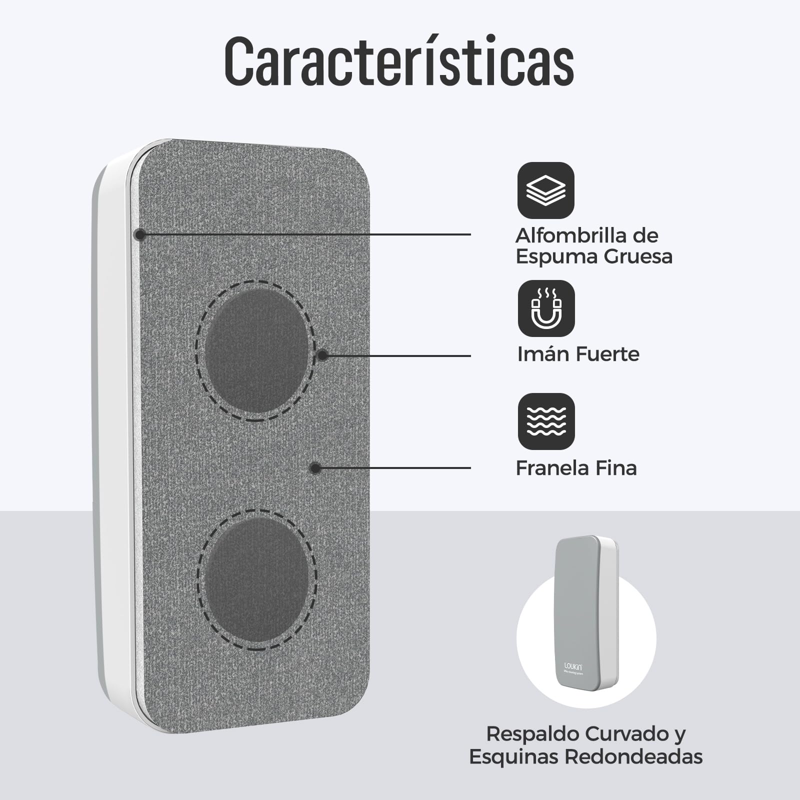 LOUKIN Borrador Magnético Seco para Pizarra Blanca (4 Unidades), Borrador para Pizarras Blancas y de Vidrio, Incluye 2 × 100 ml de Limpiador para Pizarras, Ideal para Aula, Hogar y Oficina (Gris)