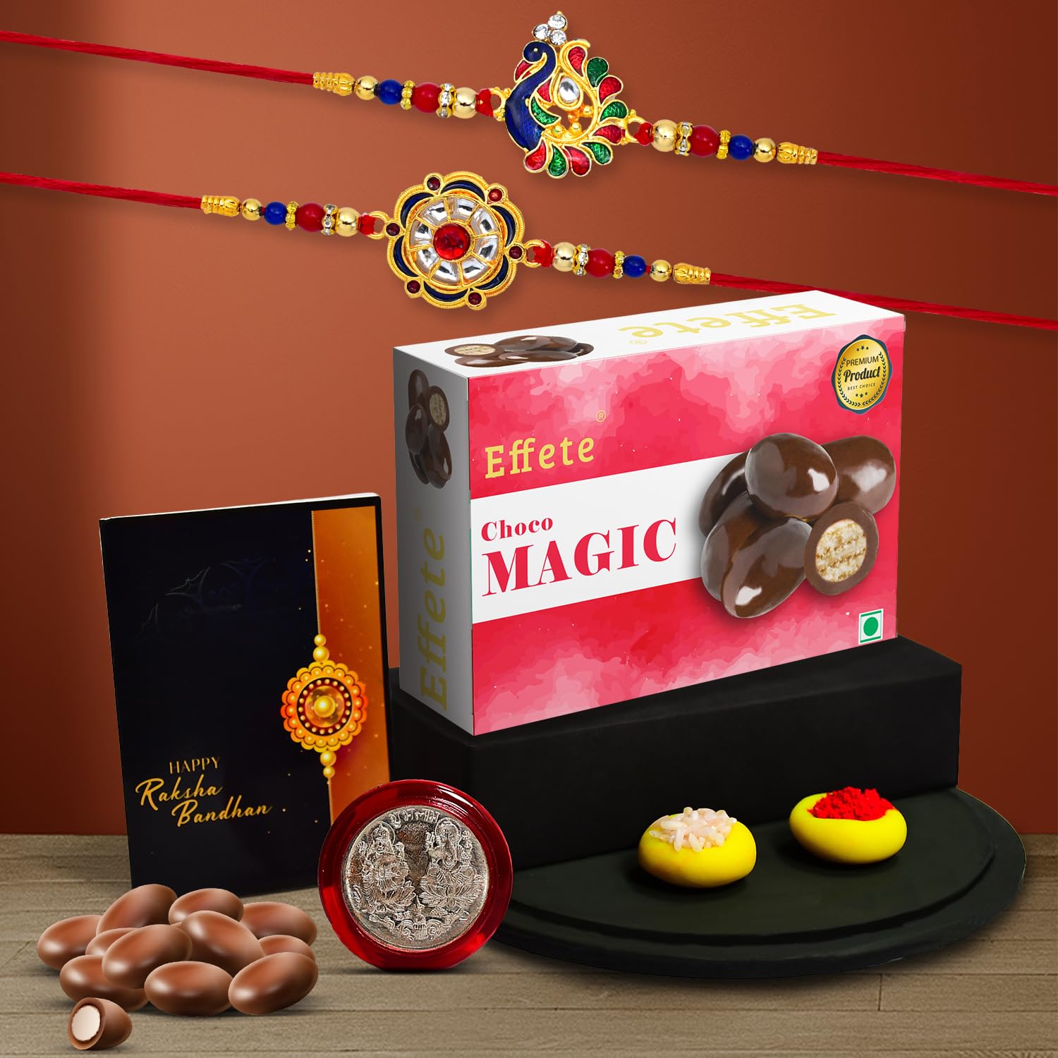 Vacalvers (K2_298+299_CM32) Rakhi Combo with Chocolate Magic 32gm | stylish rakhi for brother | Rakhi & Chocolate for brother | rakhi brother | rakhi with gift | handmade rakhi | Set of 2-image-27