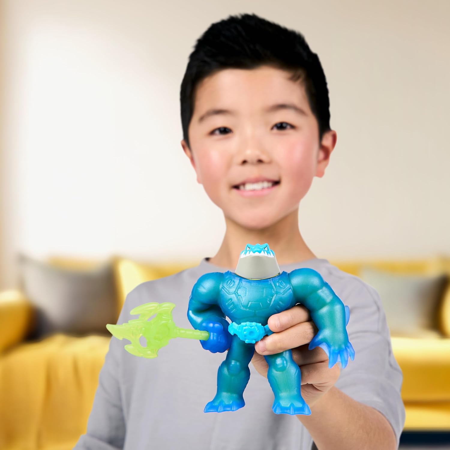 Heroes of Goo Jit Zu Meteor Madness, Stretchy Battle Thrash Collectible Action Figure, with Unique Squishy Goo Filling & Power Trident, Tactile Sensory Toy That Stretches Up to 3X Its Size