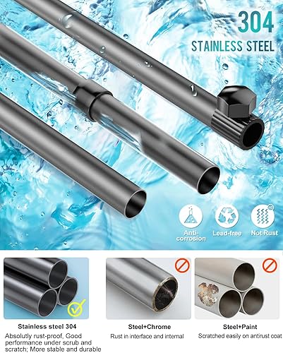 Miniatura 3 de ADOVEL Organizador de ducha esquinero de 4 capas, organizador de ducha con poste de tensión constante de acero inoxidable, estante de ducha de