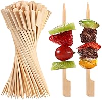 Vista 10 de 200 pinchos de bambú para aperitivos, palitos para manzanas acarameladas de 7 pulgadas, para bebidas, brochetas de frutas, salchichas, aperitivos