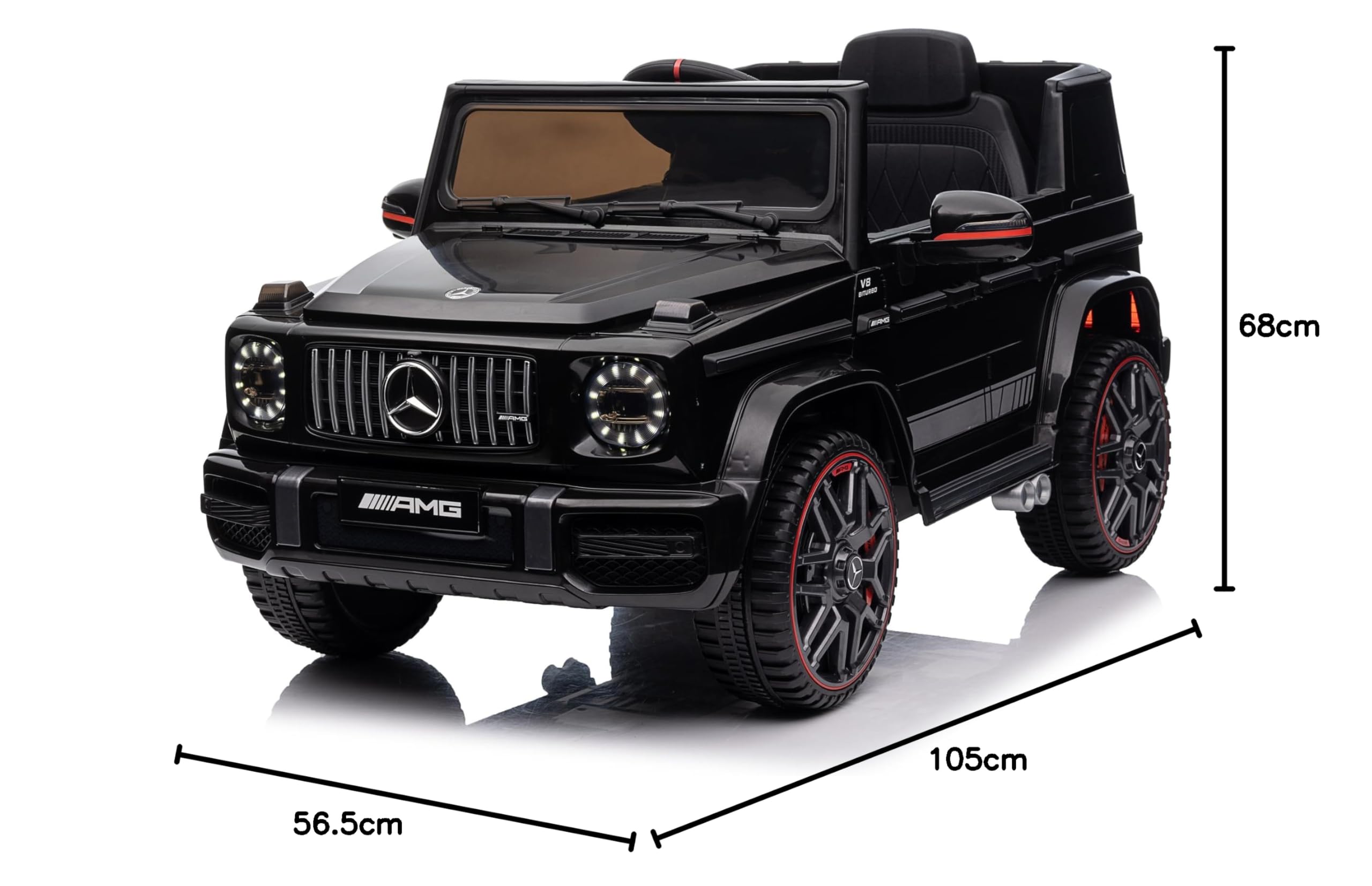 Voiture Électrique Enfant Mercedes G63 AMG 12V Télécommande 2+1 Vitesses Klaxon LED Musique USB Noir