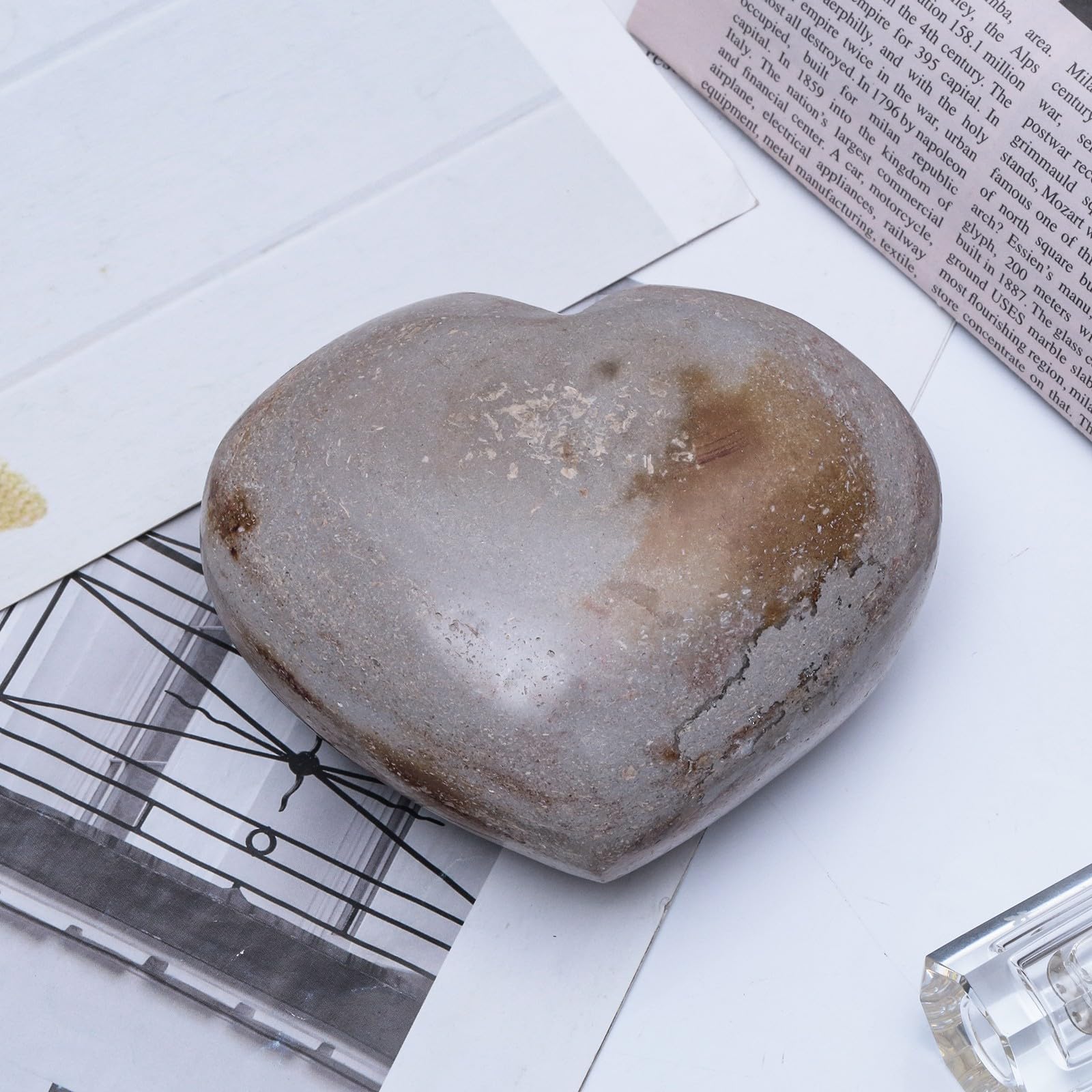 dssmboom Natural Ocean Agate Crystal Heart Worry Stone for Valentine's Day - Image 2
