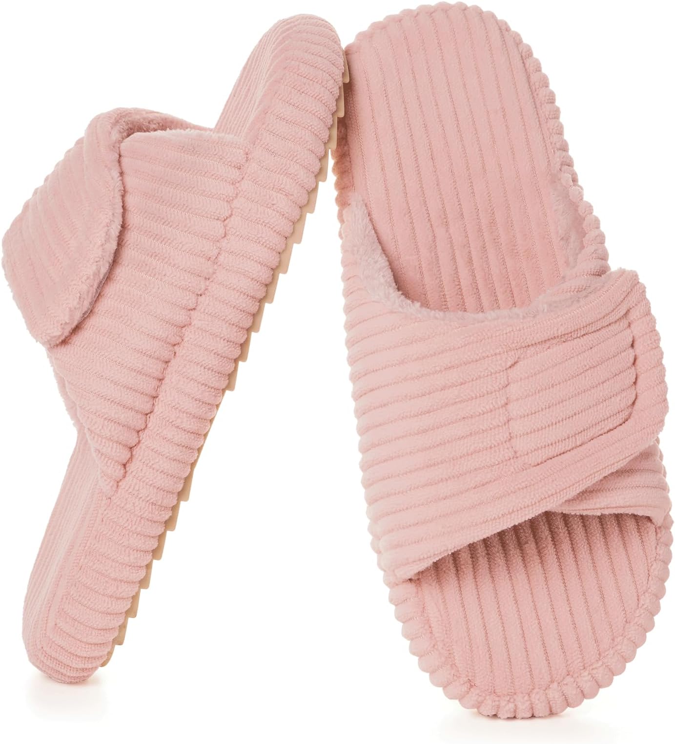 Women's Orthopedic Slippers with Arch Support Comfy Adjustable Memory Foam Open Toe House Slippers Bedroom Shoes for Plantar Fasciitis Indoor Outdoor