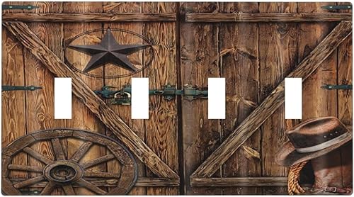 Miniatura 121 de Cubierta de interruptor de luz basculante de palanca de 2 bandas con textura de tablón rústico, diseño floral de mariposa y margarita