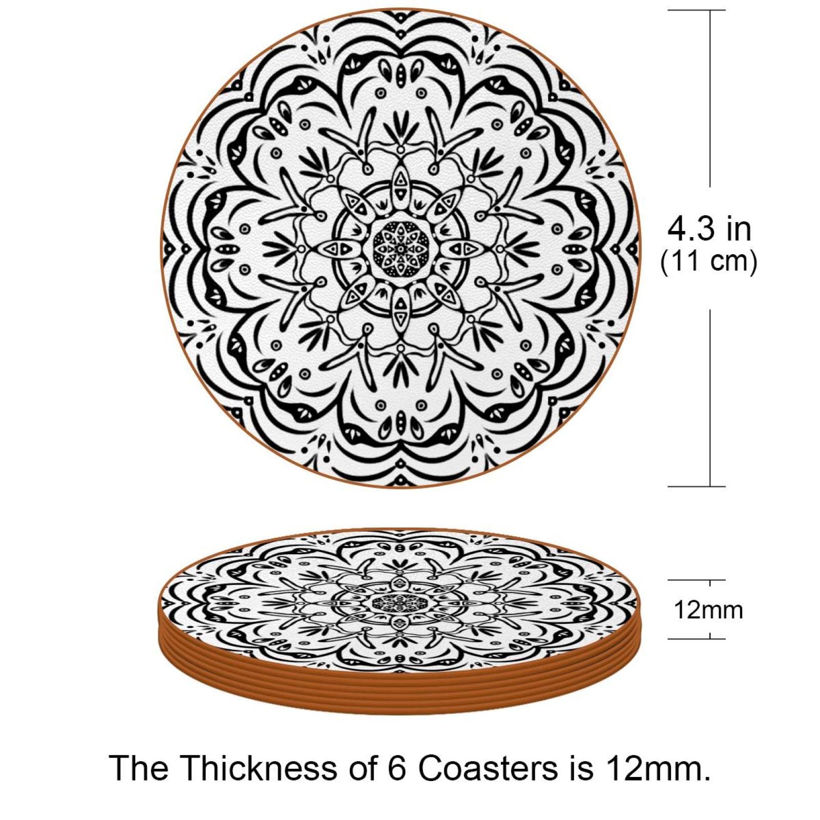 Runde Untersetzer mit Blumenmuster für Getränke, 6 Stück, Tischschutzmatte für Weingläser, Tassen und Tassen, wiederverwendbar im Büro, Küche, Bar, 10,9 cm