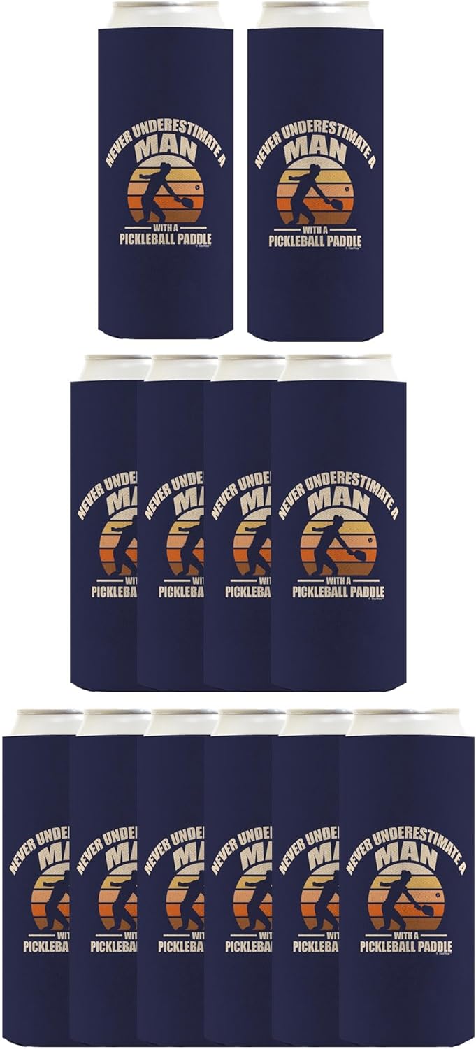 Pickleball Accessories For Men Never Underestimate A Man With A Pickleball Paddle 12-Pack Ultra Slim Can Thermocoolers