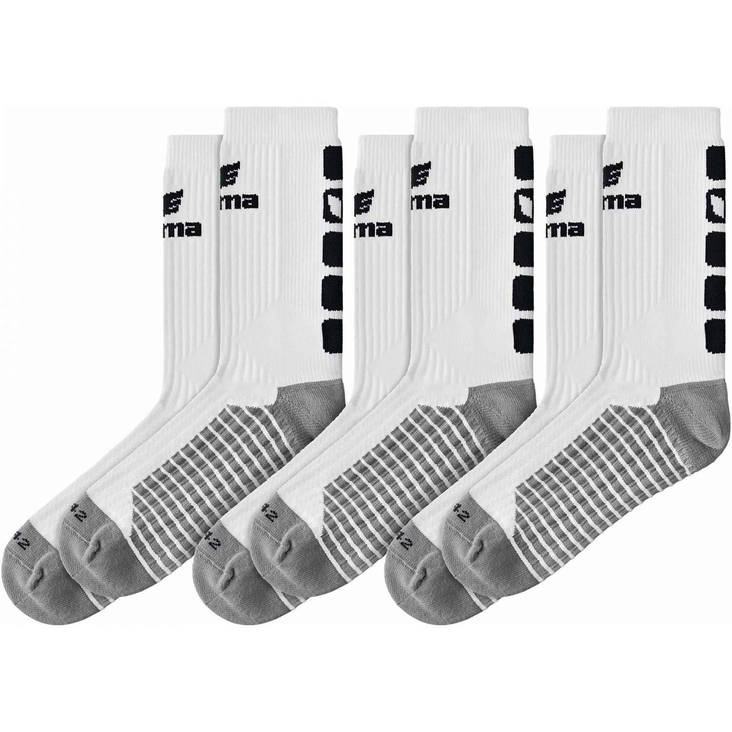 Erima Unisex Classic 5-C Socks 3 Pack (2181911), White/Black, 43-46