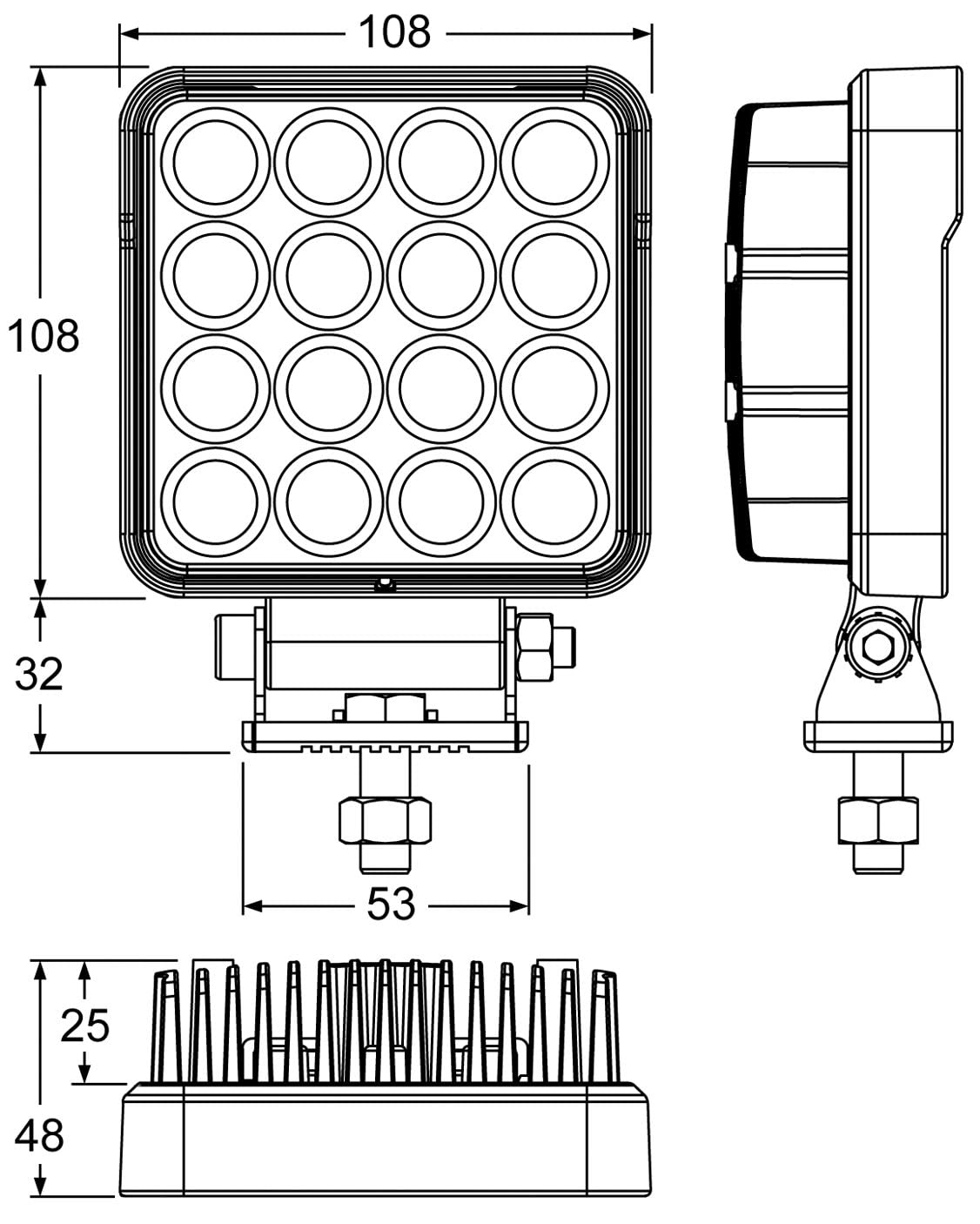 LED Rückfahrscheinwerfer 25 Watt 2700 Lumen, Arbeitsscheinwerfer mit ECE R23 Zulassung, 35,6°, Für 12V 24V, z.B. LKW Traktor Offroad