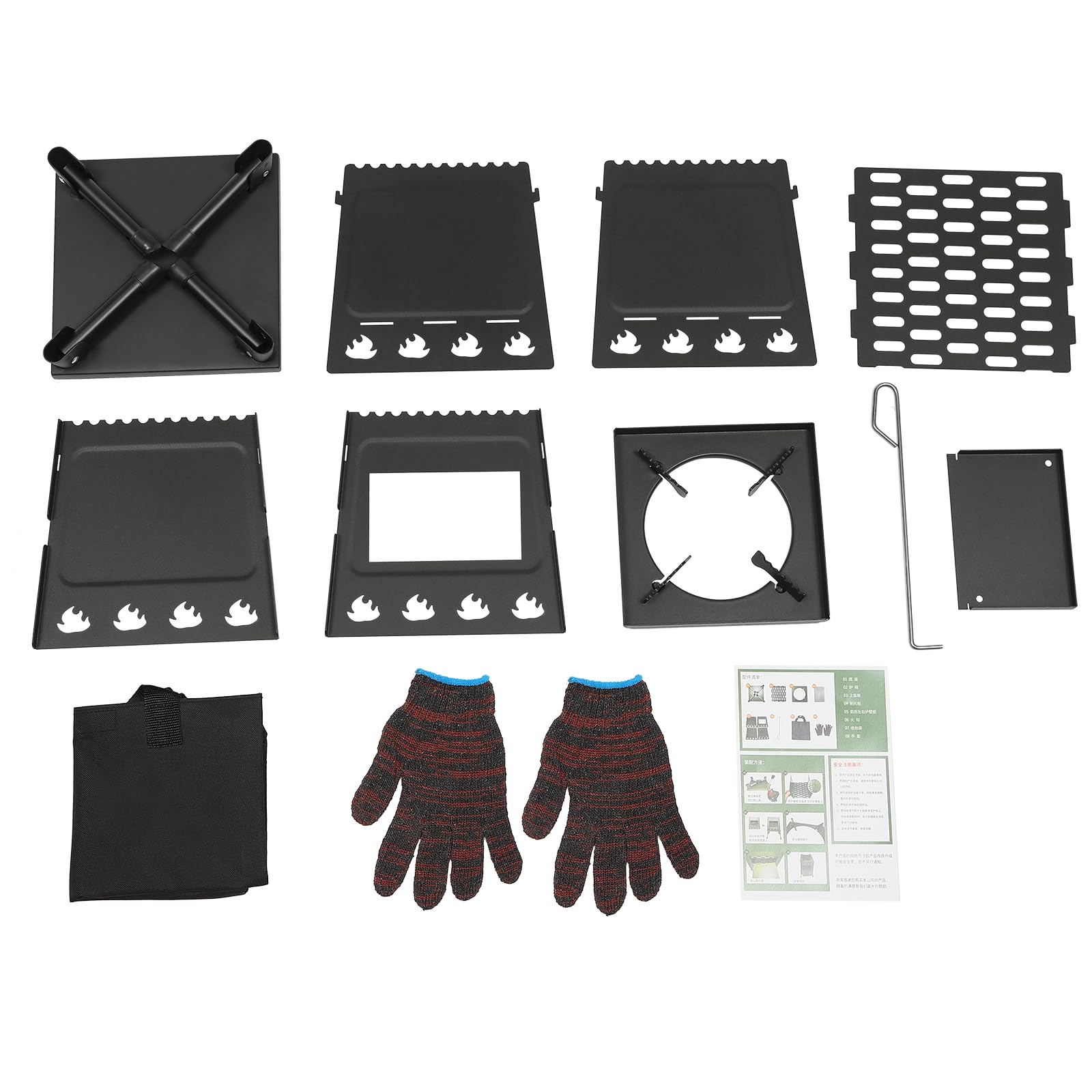 Zeltkocher,Zelt Herd, Raketenofen Outdoor,Schwarz,Tragbarer Holzofen für Camping, Outdoor, Zeltheizung, Camping, Zeltkocher, Mini Holzofen zum Kochen, Camping Rechteckig aus Metall (Schwarz)