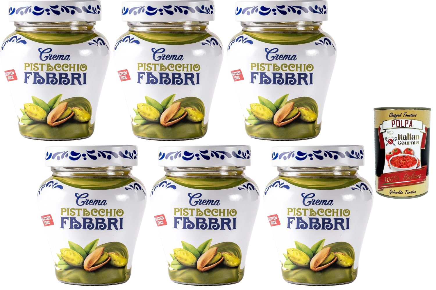 Italian Gourmet Fabbri Crème de Pistache 6 x 200 g – Pâte à Tartiner Gourmande, Texture Onctueuse, Idéale Desserts, Crêpes & Pâtisserie, Sans Gluten + Italian Gourmet Polpa