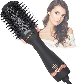 Hot Air Brush, One Step Hair Dryer and Volumizer with Salon Negative Ionic for Straightening, Professional Brush Hair Dryers for Men and Women Black