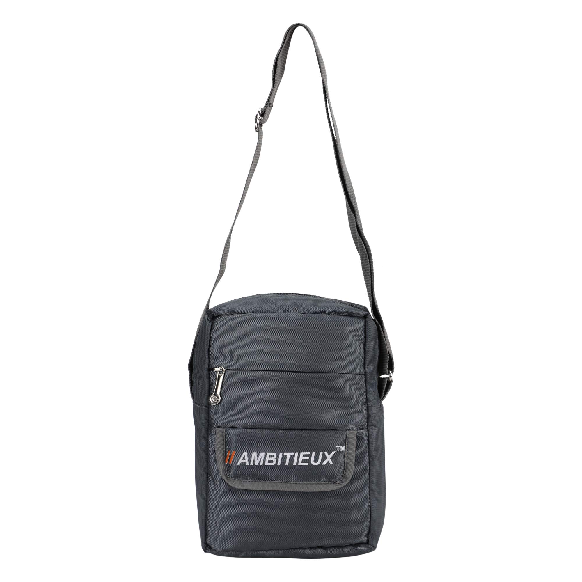 Messenger and small sling bag for office personal professional official or for travel use for men and women unisex with carry strap (Grey N)-image-7