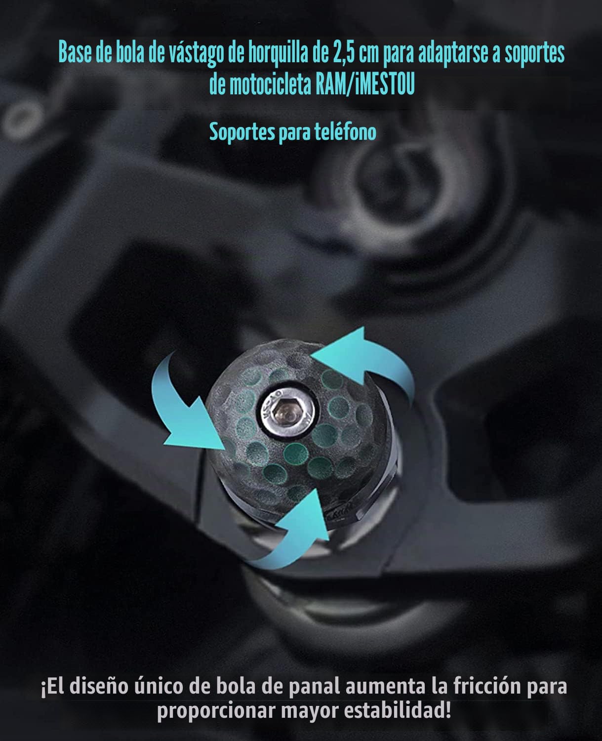 iMESTOU Soporte de Horquilla de Moto, Adaptador de Base de Bola de 1 Pulgadas para Agujeros de Horquilla de 12 a 30 mm Compatible con Motocicletas Yamaha/Kawasaki Ninja/BMW/Suzuki/Ducati