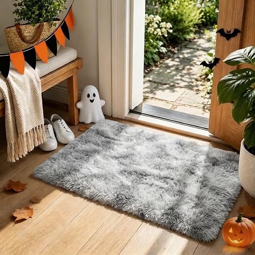 Modern Area Rugs for Bedroom Living Room Ultra Soft Fluffy Throw Carpets for Girls Boys Kids Room Shaggy Fluffy Rugs (4X6Feet, Water Gray)