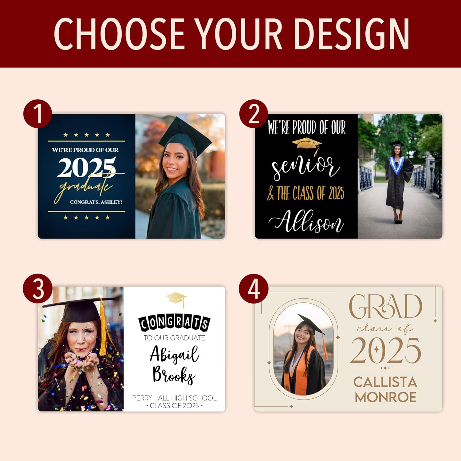 Custom Graduation Fridge Magnets | Personalized Photo Magnets for Graduation Party | Custom Photo Fridge Mags | Premium Photo Magnet | Family Party Favors & Gifts (100, Modern Stars, 5x7)