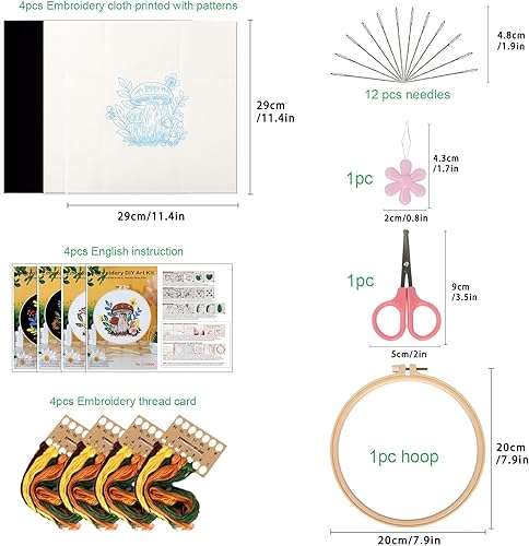 Miniatura 4 de ojindiy Kit de bordado para principiantes, 4 juegos de punto de cruz para adultos, mariposa, kits de inicio de punto de aguja con patrones de