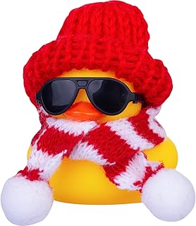 MuMyer Winter Duck Car Ornaments, Rubber Duck Car Dashboard Decorations Accessories with Mini Hat, Sunglasses, and Scarf(B19)