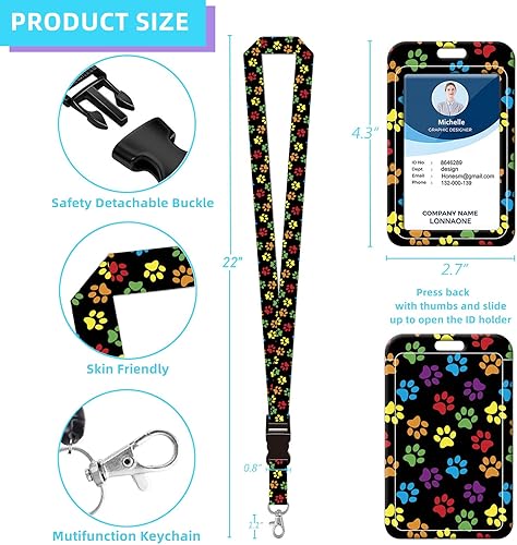 Miniatura 3 de Soporte para tarjetas de identificación con cordón, carrete retráctil con clip giratorio para cinturón y cordones desmontables, carretes protectores