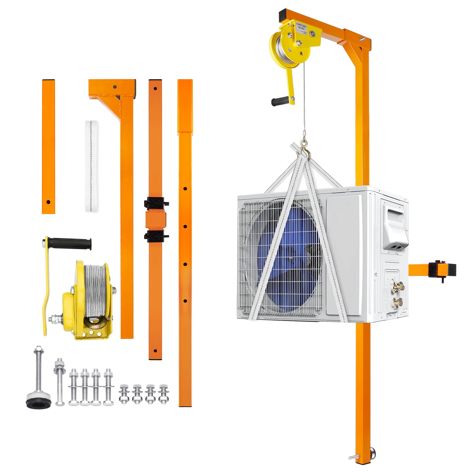 Grue pour climatiseur de 49 pi avec treuil manuel orange capacité 400 LB