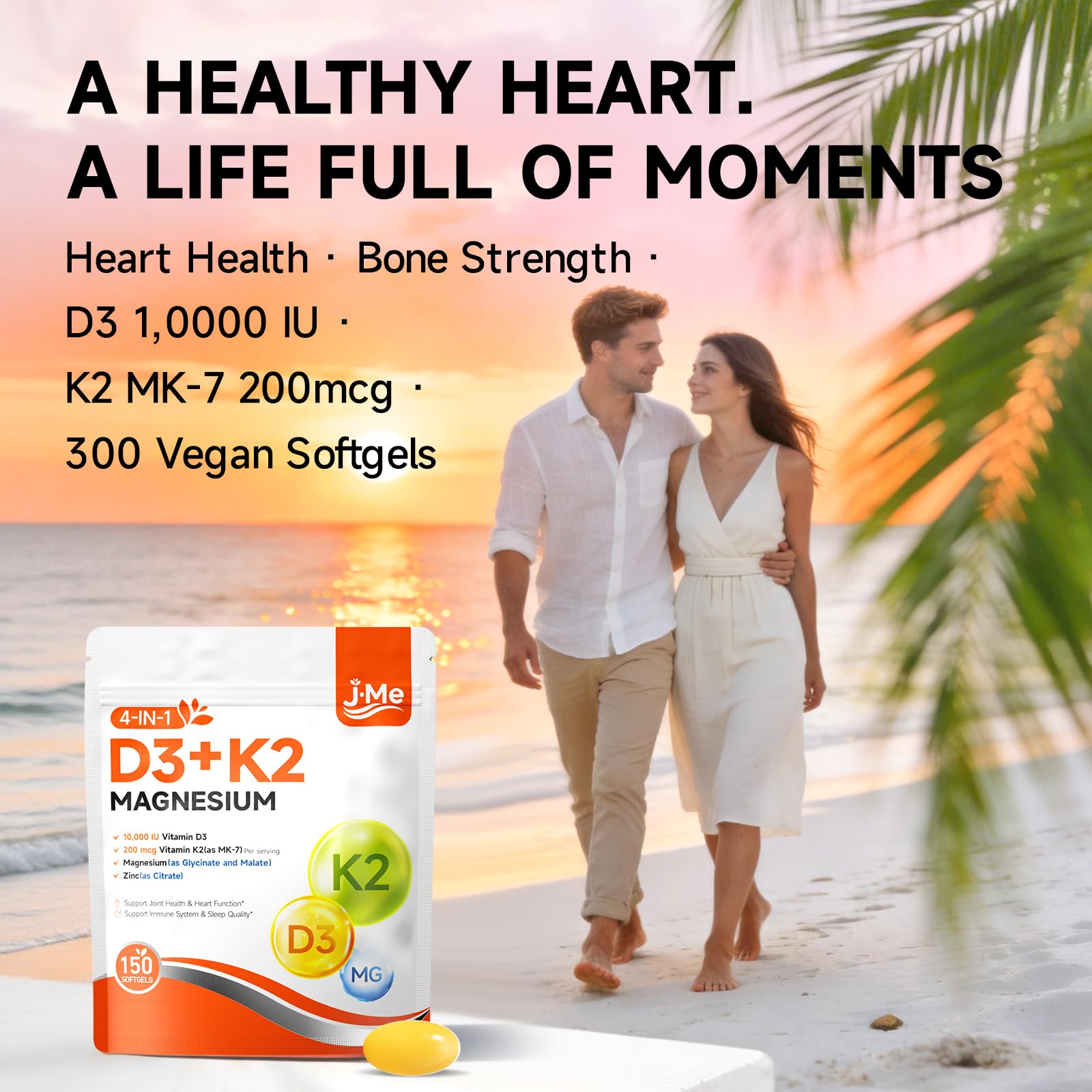 JME Core Vitamin D3 K2 10,000 IU Magnesium Supplement,300 Softgels, Non-GMO — Amazon image 8