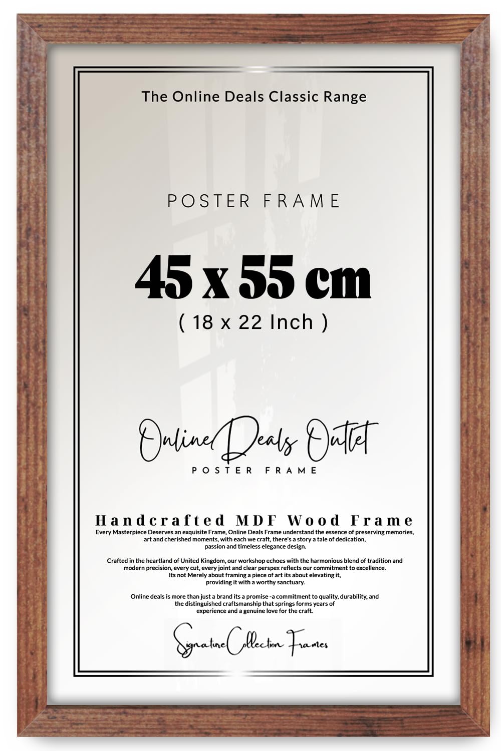 Online Deals | MDF Poster Frame (45 x 55 CM) 45 for Daily Planner, Study Productivity Charts, Premium MDF Build, Secure Hanging for Office & Home [ Rustic ]