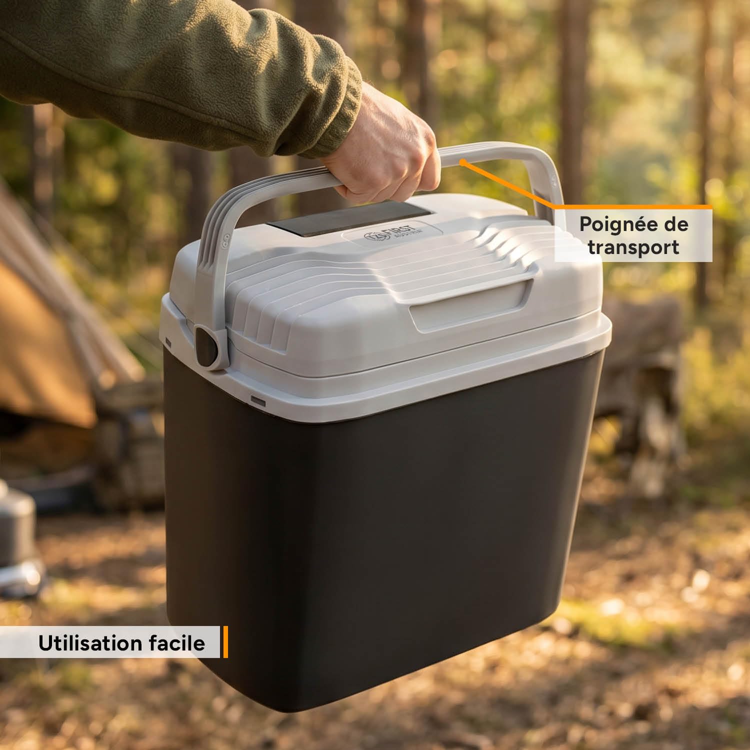 TZS First Austria - Glacière Électrique 20L - Triple Alimentation avec USB-C PD 3.0 - Refroidissement & Chauffage - 12V/230V/USB-C - Design Portable - Noir/Gris