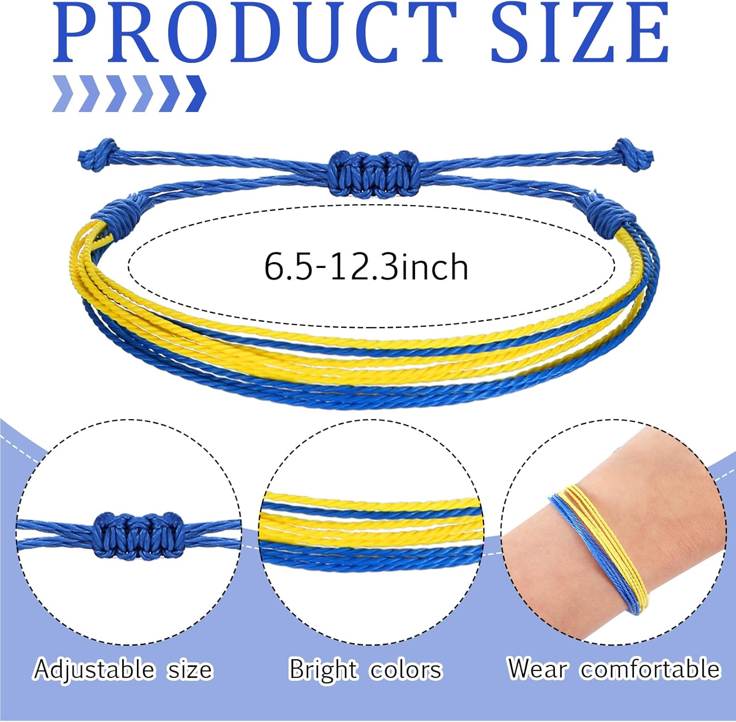 Landical 100 Pcs Down Syndrome Awareness Bracelets Bulk Blue Yellow Awareness Bracelets for Men Women Teen Friendship Gifts 100 Day of School Down Syndrome Theme Charity Fundraisers Events Gifts
