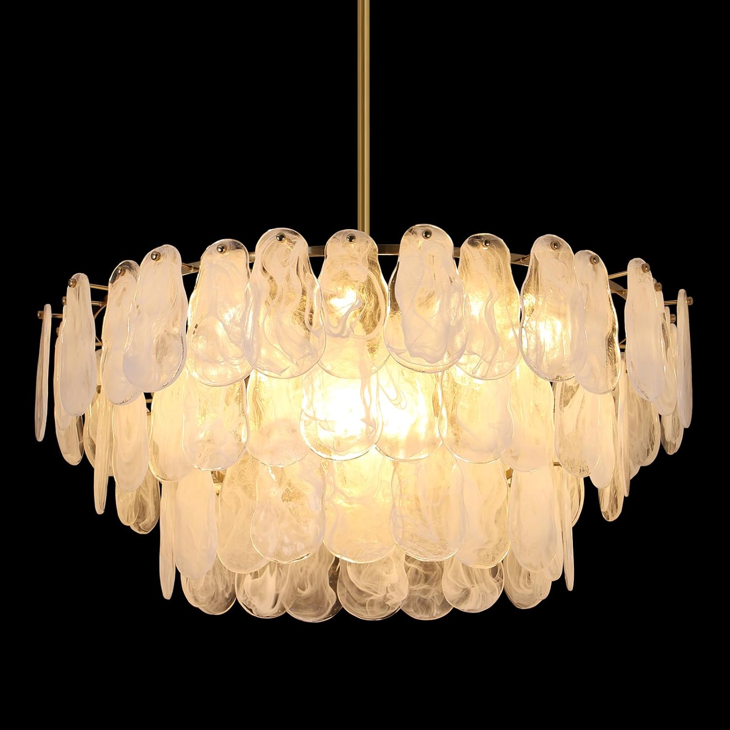 Modern Large Crystal Glass Chandelier, 31.4" Gold Luxury Hanging Pendant Light Fixture,12-Light Round Cloud Ceiling Chandeliers Lighting for Dining Room Living Room Bedroom Foyer Stairway, E12