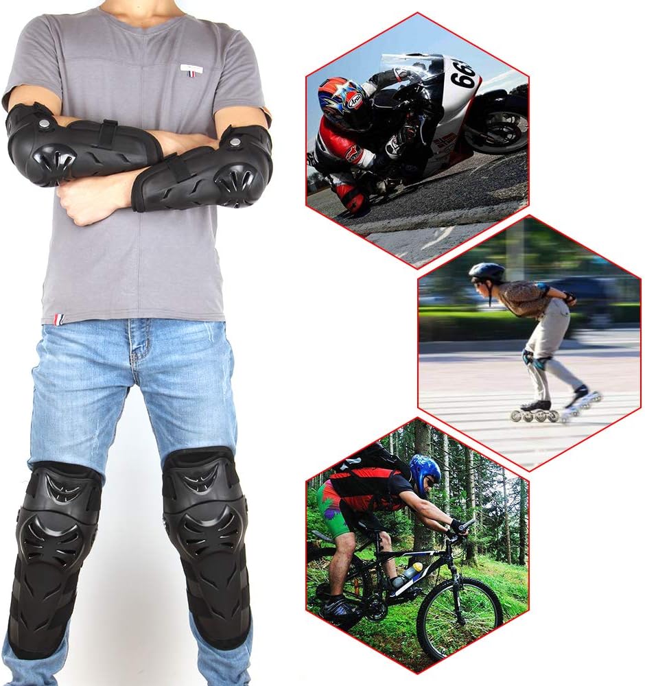 4Pcs Motorcycle Knee Elbow Pads Protection Motocross Racing Knee Shin Guards Protective Gear for Adults black - Image 8