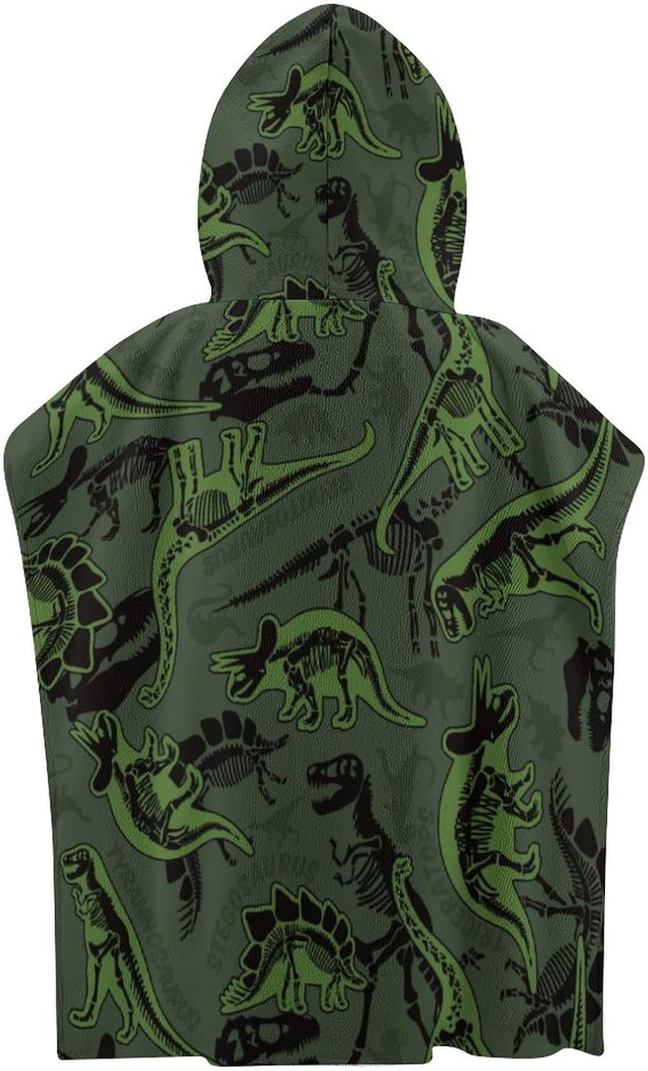 Custom Green Dinosaur Skull Claw Kids Hooded Bath Beach Towel Personalized Name Text Beach Towel with Hood Customized Bath Towel Swim Poncho Cover Up for Girls Boys