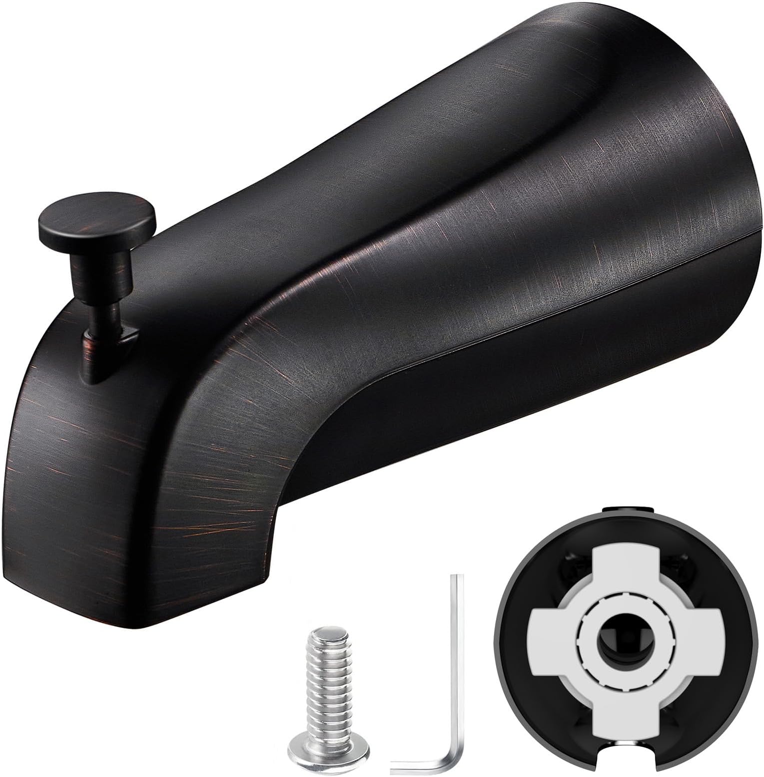 Tub Spout with Pull Down Diverter – Slip-Fit Bathtub Faucet Spout Replacement, 1/2” Copper Pipe Connection, Easy Installation, Universal for Bathroom Shower(Oil Rubbed Bronze)
