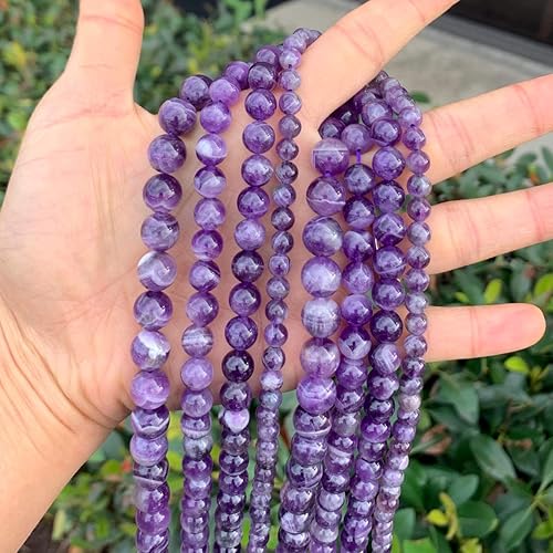 Miniatura 3 de Adabele - 1 hebra de piedra preciosa curativa de cristal de amatista púrpura con bandas naturales, cuentas redondas sueltas de 0.236 pulgadas,