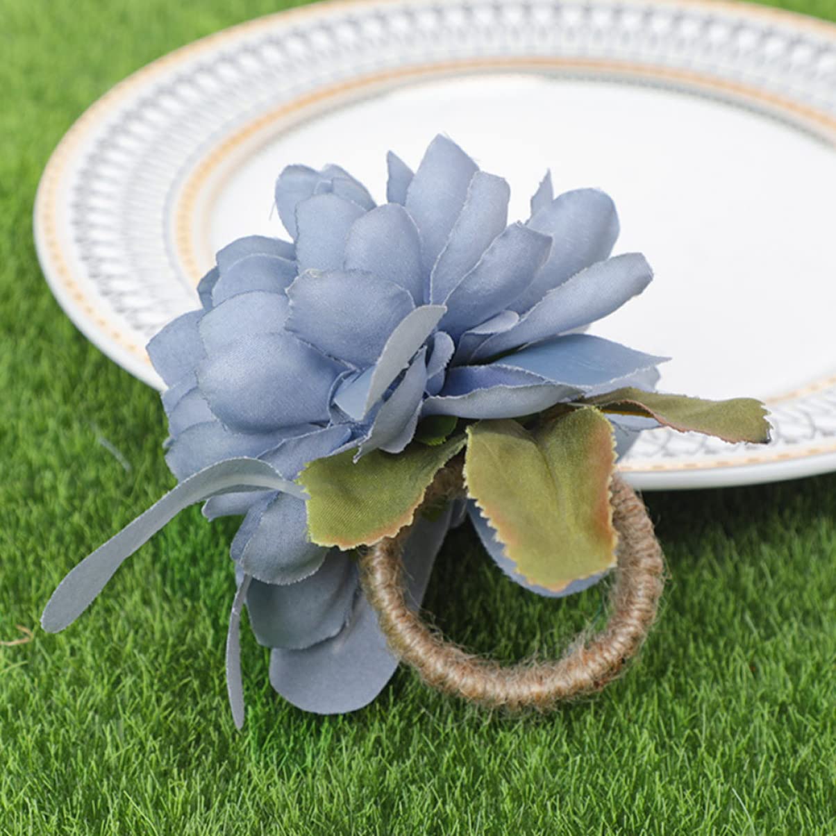 Abaodam 12pezzi Fibbia Decorativa Per Tovaglioli Con Fiori Simulati Juta Anelli Per Tovaglioli Per Matrimoni e Feste Decorazione Elegante Per Tavola