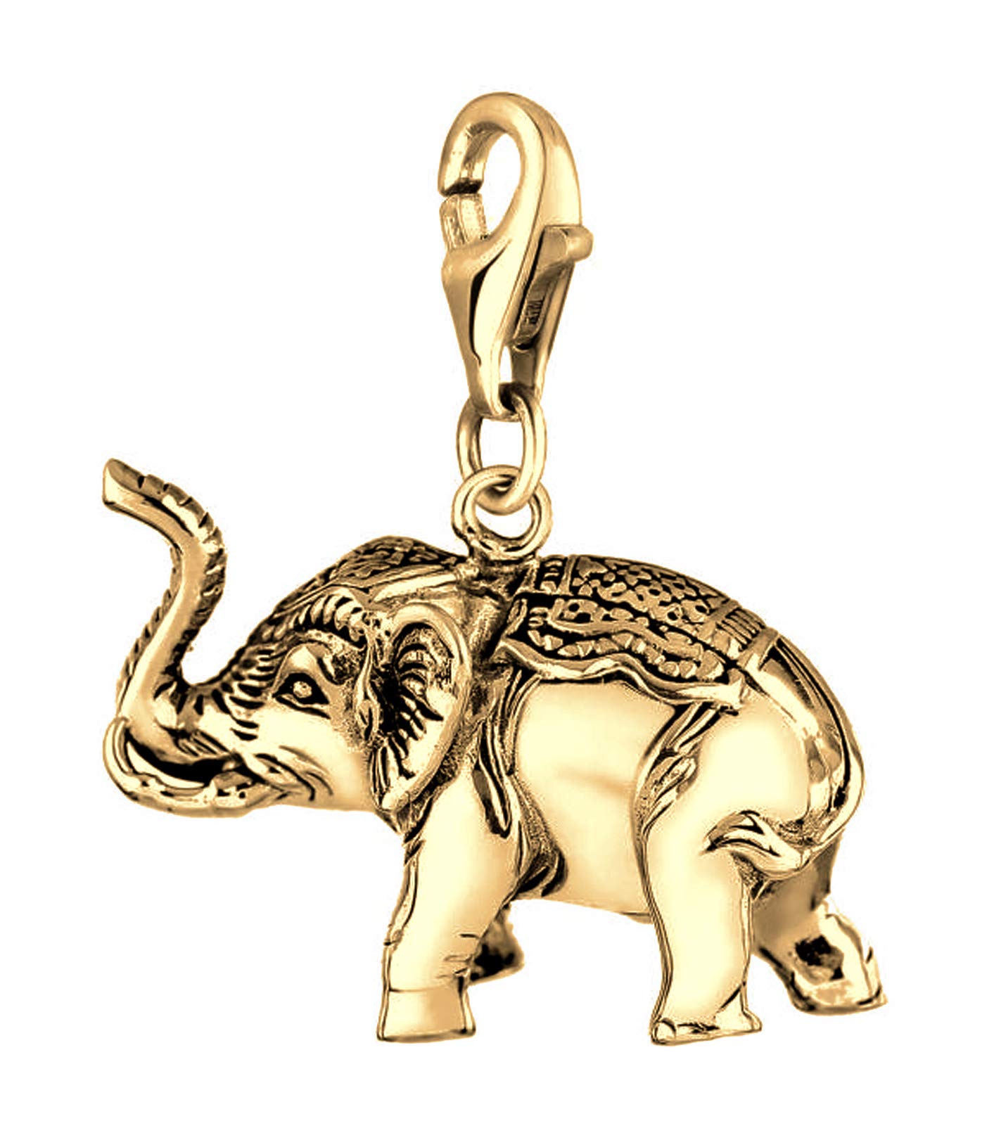 Nenalina Ciondolo a forma di elefante dorato a moschettone per bracciale in argento sterling 925 0403240420, Argento sterling