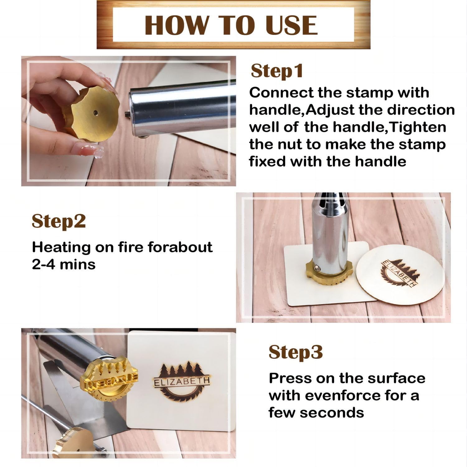 Crawell Custom Electric Branding Iron for Wood - Custom Branding Iron for Wood Leather Meat Perfect for Weddings and Handcraft Lover 300W 110V (2