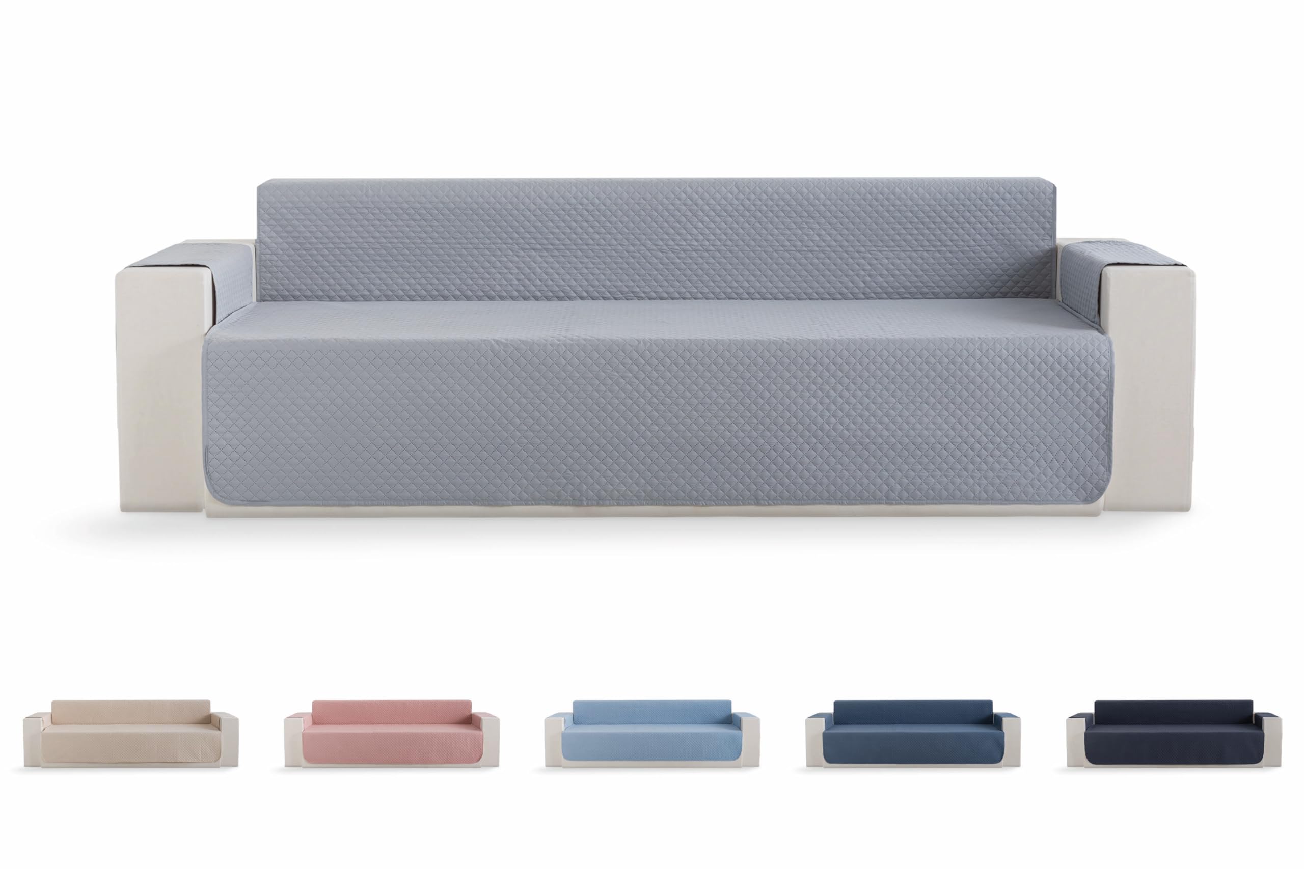 Todocama – Funda Cubre sofá, plazas, Protector de sofás Acolchado de Rombos, Transpirable, fácil de Limpiar, (Gris Claro, sofá 4 plazas)