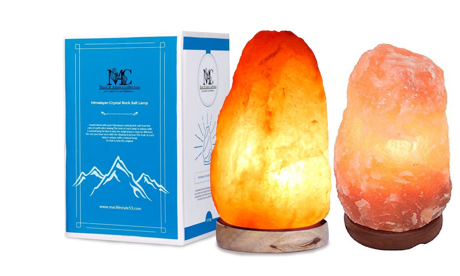 B2-300-C3-500 Natural Himalyan Rock Salt Crystal Lamp | Natural Orange 2-3 + 3-5 KG Lamp Combo