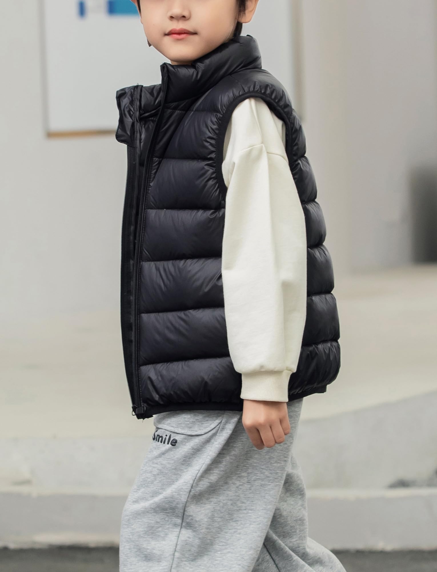 Maeau - Gilet Sans Manches Fille Col Haut Veste Chaude Légère Sans Manches Manteaux en Duvet Enfants Garçon Gilet en Duvet Printemps Automne Hiver 2-12 Ans