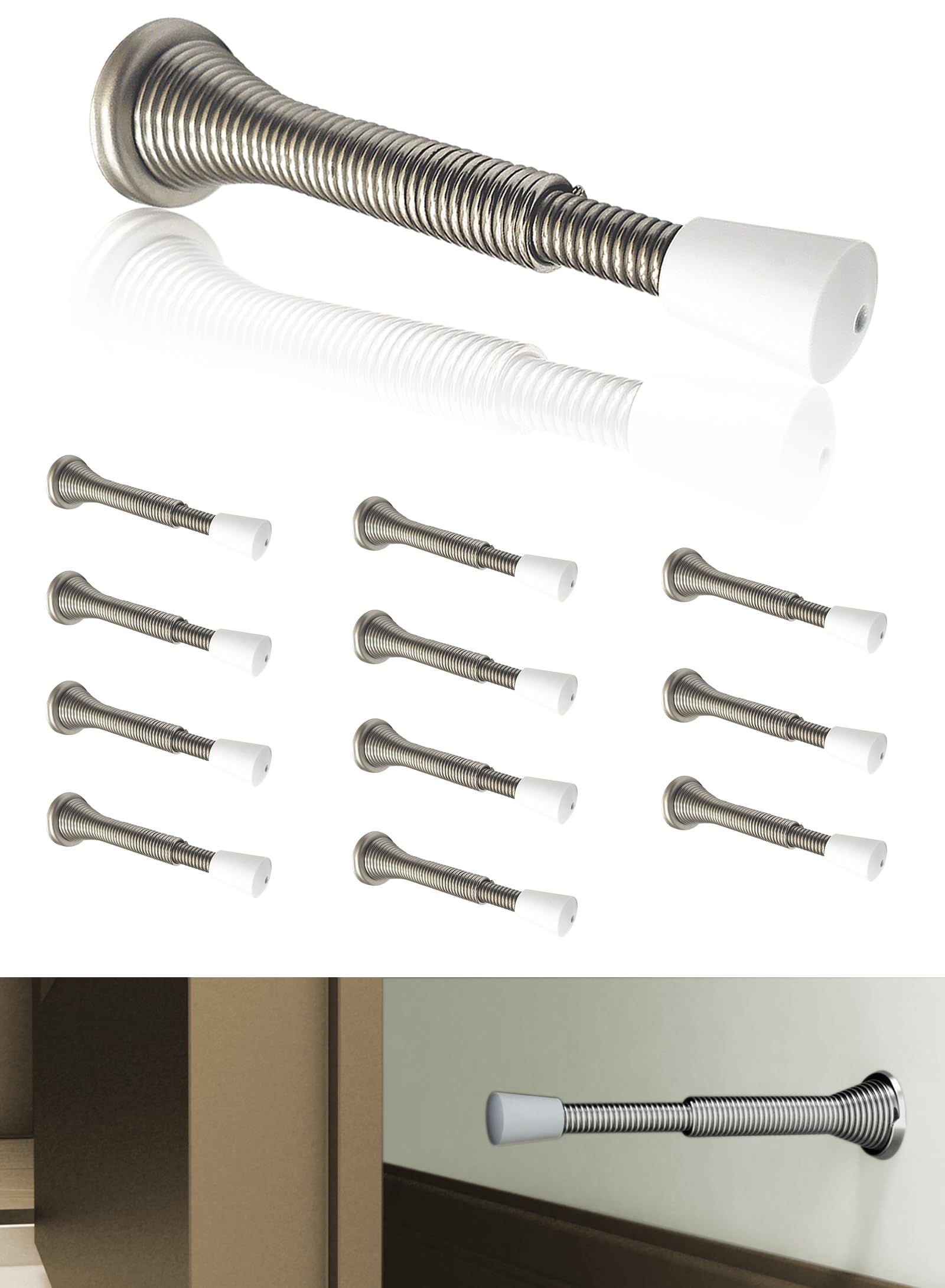 Door Stop Spring pers,12 Pcs Wall Ounted Heavy Duty Threaded Magnetic ...