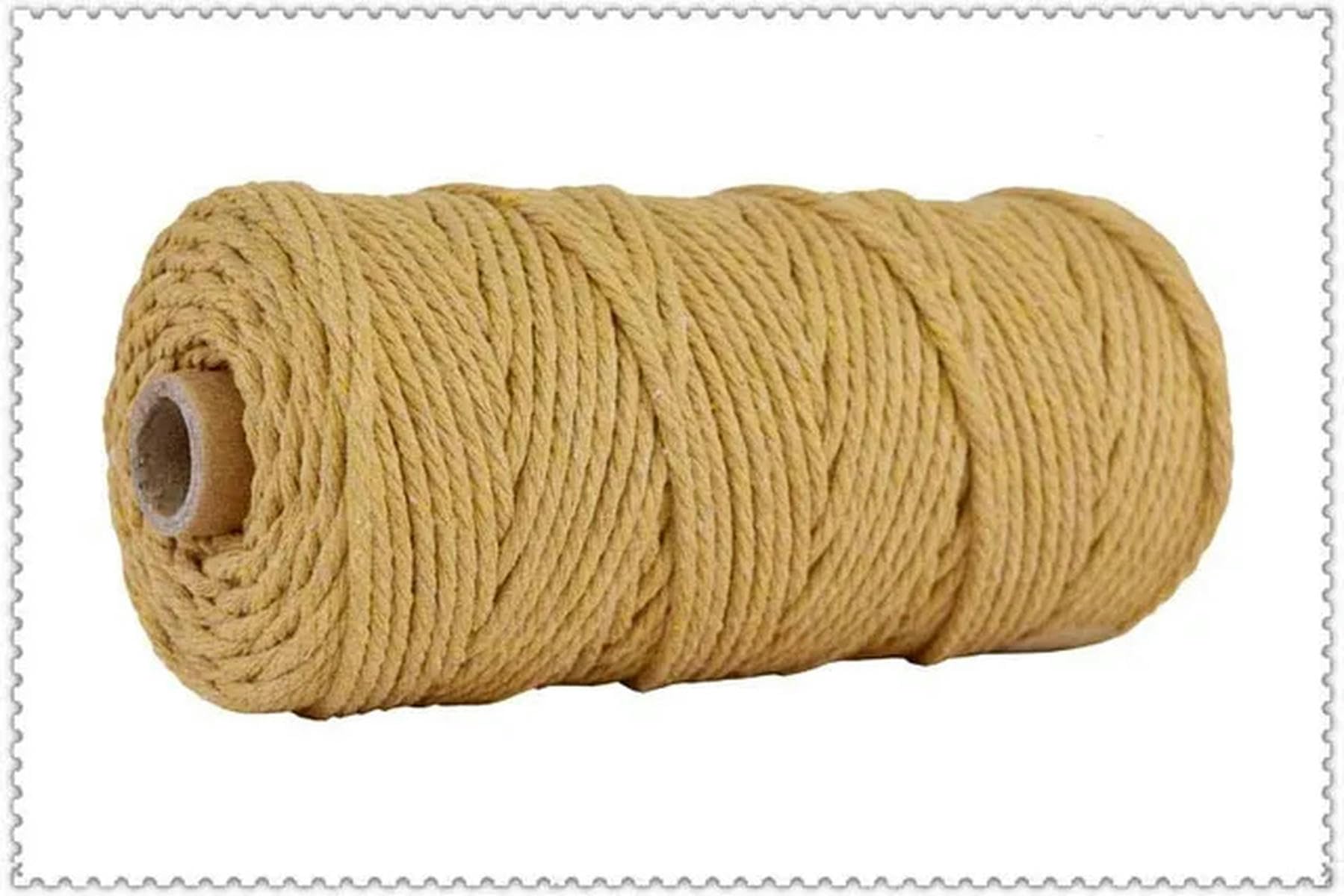 Macrame Cord Twisted String Cotton 3mm Macrame String 110 yards Multicolor(Coffee-3)