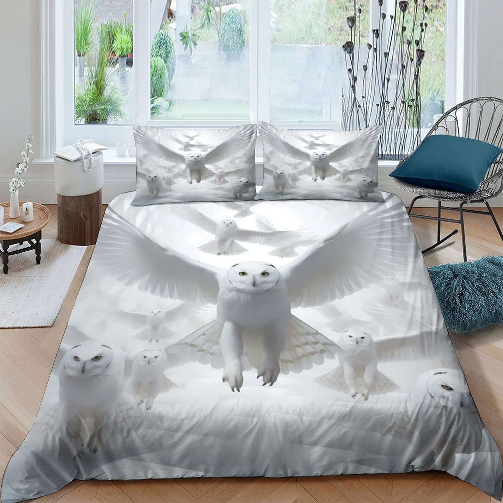 Ctjqhvkz Style-9 3D Printed White Arctic Fox Fitted Sheet Microfiber Soft Bedroom Decor Forest Animal Mattress Cover Single（135X200cm）