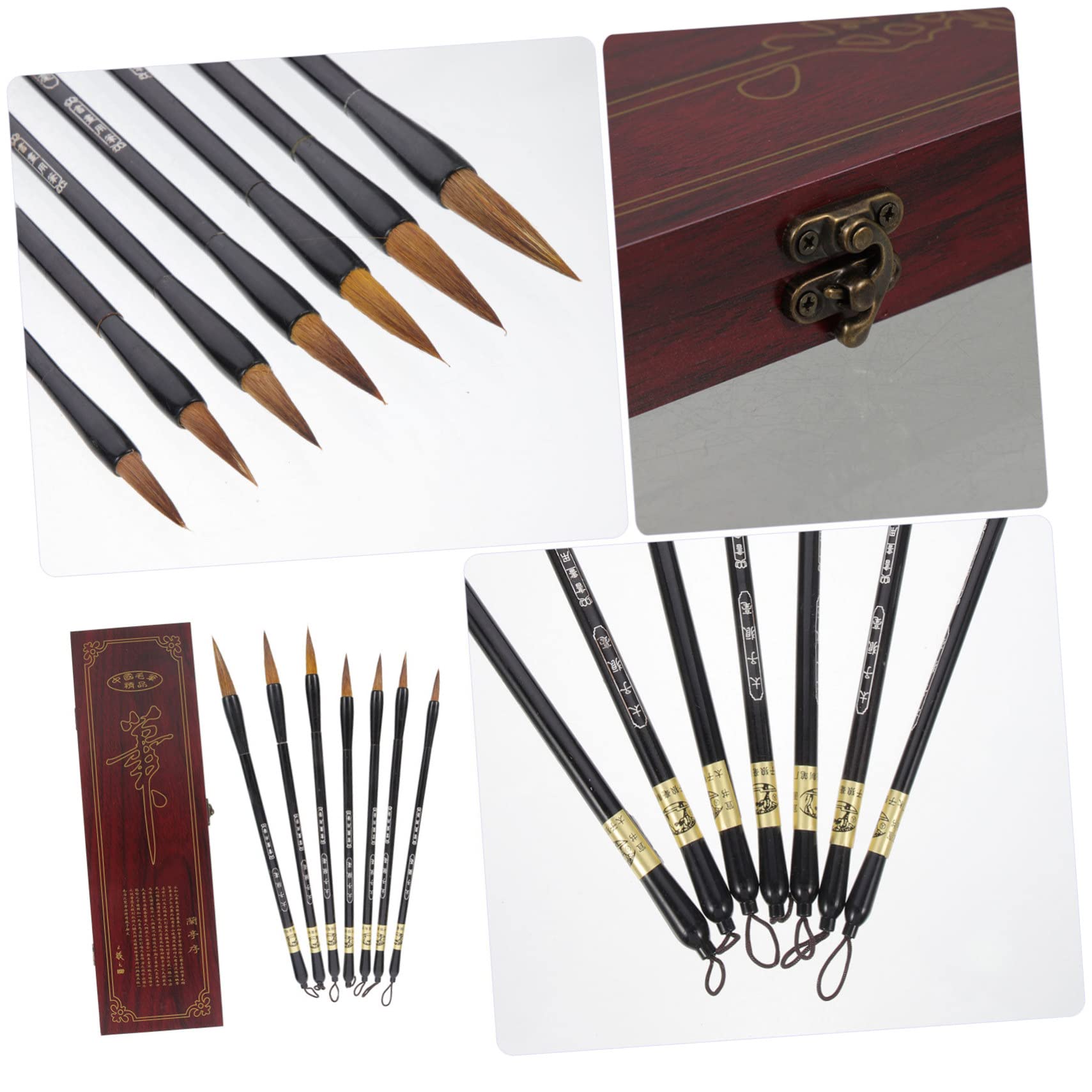 HOMSFOU Watercolor Brush Pen Calligraphy Art Brush Set 7pcs Multi-function Portable Ergonomic Home Supplies Storage Bag