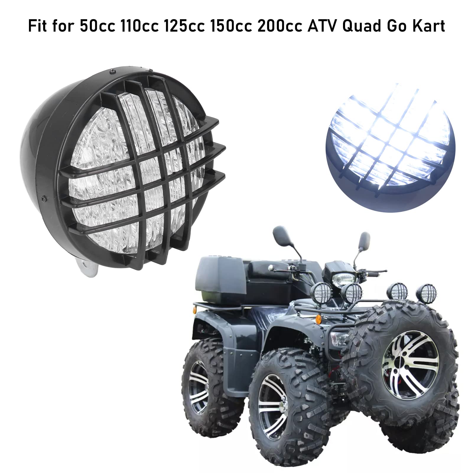 Reflektor LED, Reflektor Przedni 12V 8W LED Plastikowy i Metalowy Reflektor Dla Motocykl Atv Quad Gokart