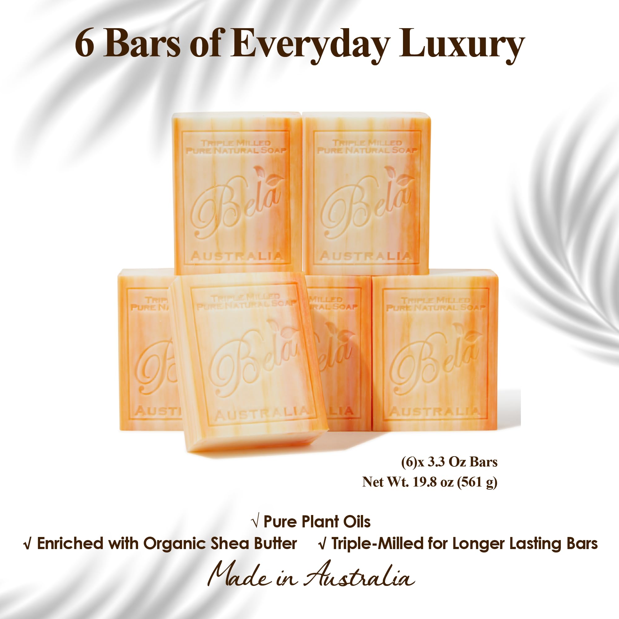BELA French Triple Milled Soap Bar, 3.3 oz