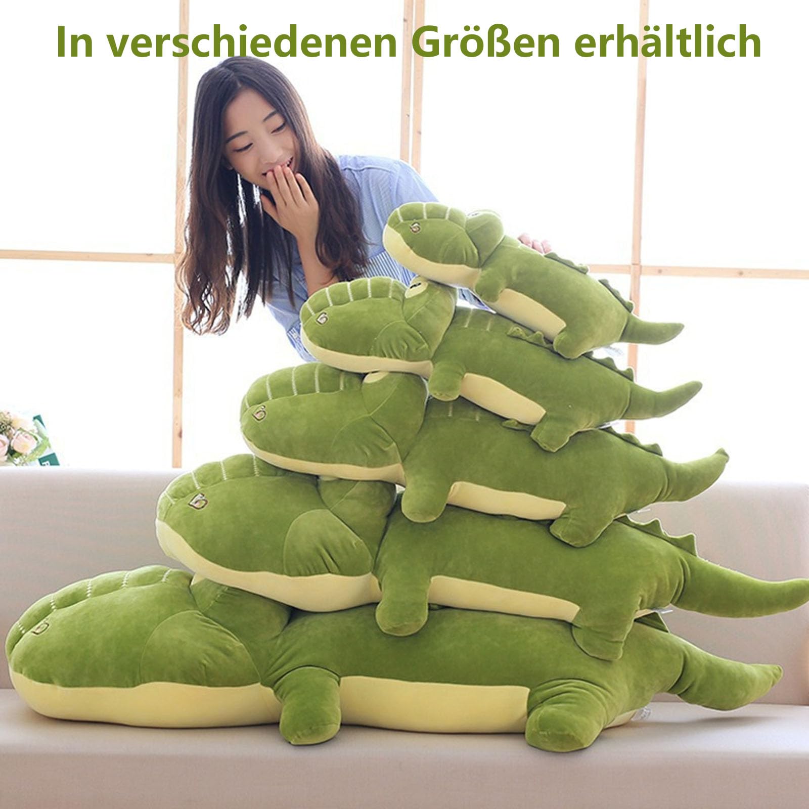 Riesen Krokodil Kuscheltier XXL, weich groß Aligator Stofftier Plüschtier, Weiches Krokodil-Plüschkissen, Plüsch Krokodil Spielzeug Kissen, Krokodilkissen Geschenk für Mädchen Jungen (130cm)