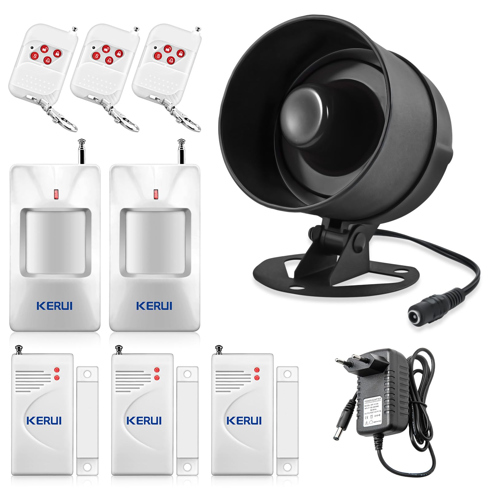 Alarmas para Casa 10 Pièces avec115dB,Alarma Inalámbrica para el Hogar con Sirena, Alarma de Puerta con Control Remoto, Detector de Movimiento, Sistema de Seguridad para Garaje/Coche/Apartamento
