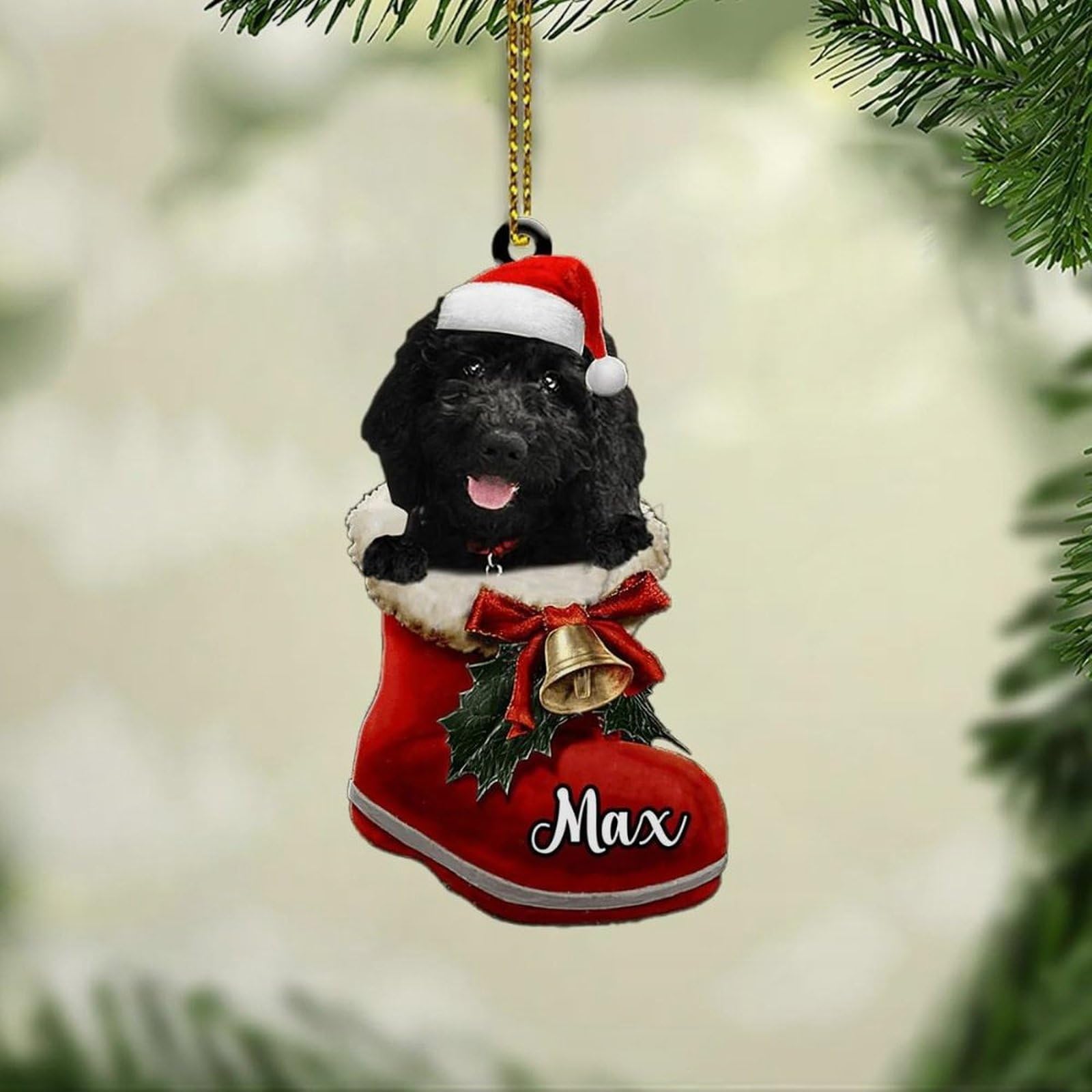 Luckluccy Black Custom Goldendoodle (Black) Ornament,Personalized Goldendoodle (Black) Dog Christmas Ornament,Christmas Ornament Gifts For Dog Mom,Dog Dad 119