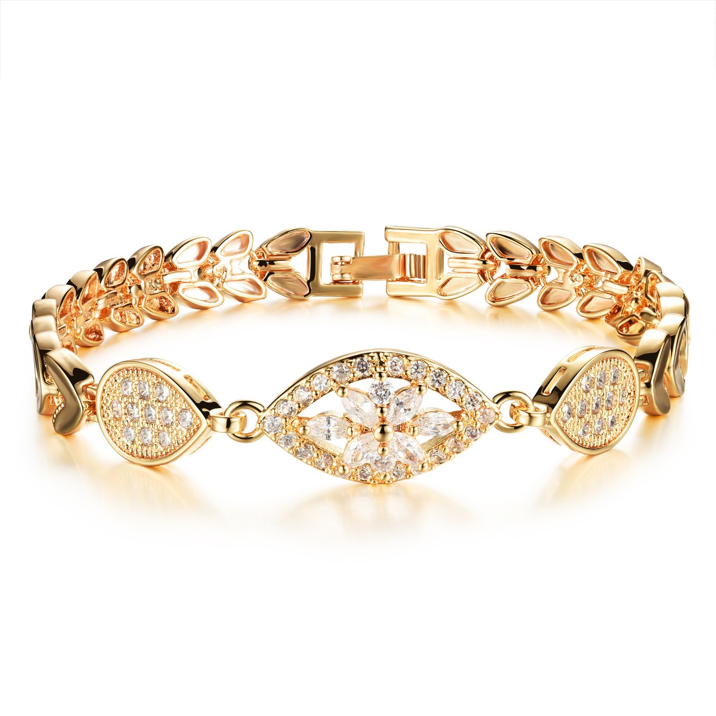 18k Gold Platinum Luxury Diamond Cut AAA Sparkling CZ Bangle Bracelet for Women